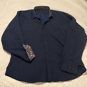 Jared Yang after hours slim fit size XL red threads colorful collar